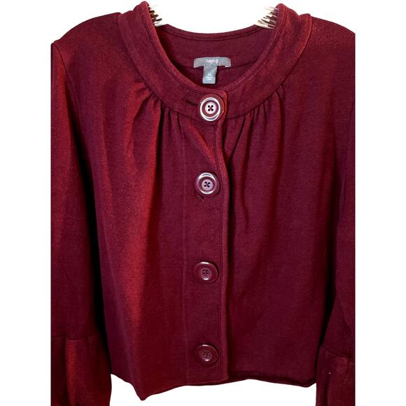 Apt 9 Cropped Bell Sleeve Burgundy Blazer Size XL - Picture 3 of 5